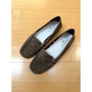 VTG Anne Klein iFlex Olive Suede Grefty Penny Loafer Flats Women 7M